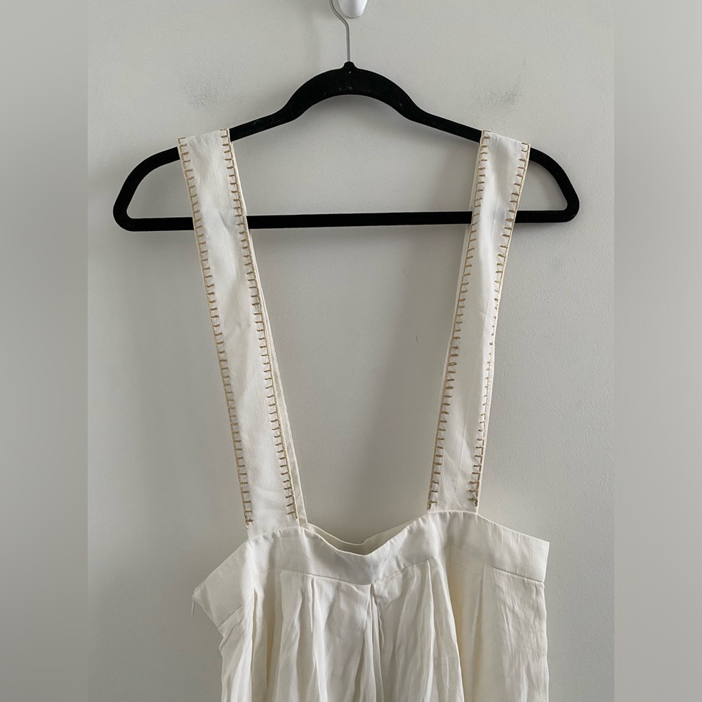 Carolina K White & Gold Silk Crepe Overalls - Picture 8 of 9